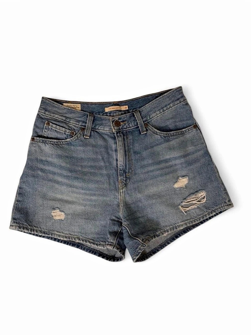 Levi's Mom Shorts Distressed Denim Jean Shorts Waist 28